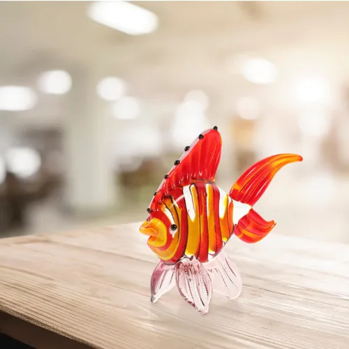 Miniatura 5 de ARTIBETTER 1 unid de cristal de pescado ornamento flores para cristal claro animal mar figura joyería jarrón marino para decoración de escritorio