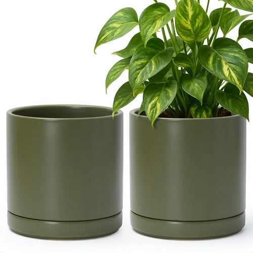 Miniatura 25 de D'vine Dev - Juego de 2 macetas de plantas de 3.5 pulgadas, maceta de cerámica para plantas con agujero de drenaje y platillo, negra, 94-V-A-2