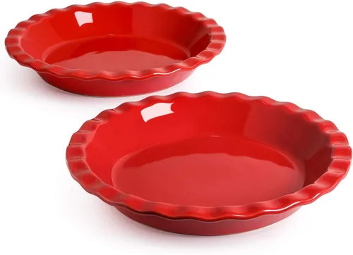 LE TAUCI - Juego de 2 sartenes para tarta de manzana, tarta de nuez Rojo