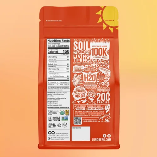 Miniatura 2 de Lundberg Arroz Integral de Grano Corto, Certificado Orgánico Regenerativo – Ligeramente a Nuez, Arroz Pegajoso Cultivado Responsablemente