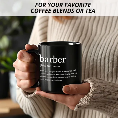 Miniatura 4 de Taza de café de regalo de barbero, regalos de peluquero para mujeres y hombres, el mejor regalo para barberos, regalo de barbero, taza de café negra