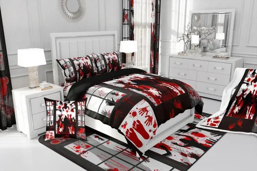 Miniatura 8 de Feelyou Manta Sherpa de Halloween de 40 x 50 pulgadas, manta gigante de forro polar con estampado de manos sangrientas para niños, manta de felpa