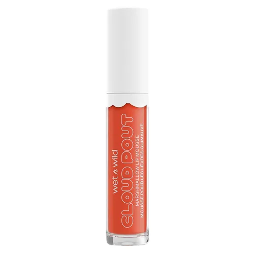 Miniatura 3 de Wet N Wild Lápiz labial líquido Cloud Pout Marshmallow, Sugar-Holic de color naranja-rojo Crema de labios mate en mousse Aceite de argán