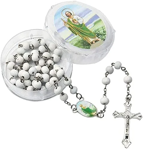 Miniatura 6 de Alitaver 12 piezas de recuerdos de fiesta de bautismo de madera perfumada blanca Rosario Guardián Ángel Bebé Ángel Nuestra Señora de Guadalupe San