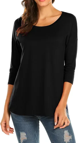 Miniatura 3 de Sherosa Camiseta casual de manga 34 con cuello redondo para mujer