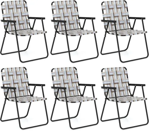 Miniatura 16 de GYMAX Silla plegable, juego de sillas de césped para patio con reposabrazos, paquete de 2 sillas de comedor ligeras para interiores y exteriores