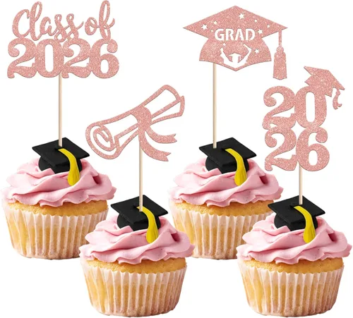 Miniatura 14 de 24 piezas de decoración de cupcakes de graduación para fiesta 2026, selecciones de cupcakes de noche de graduación 2026, decoraciones para pasteles