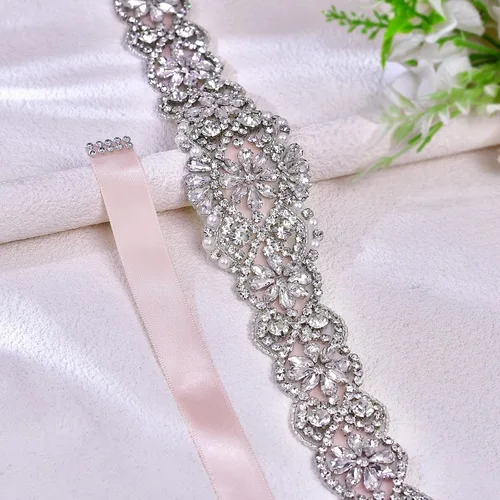 Miniatura 65 de azaleas Cinturón de boda fino de cristal para mujer, cinturón de novia para boda, dama de honor, accesorios de vestido de niña de las flores, 16