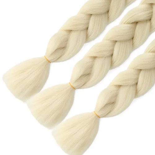 Miniatura 4 de Extensiones de cabello trenzado rubio (613#) trenzado sintético para ganchillo Box Twist para mujeres, 24 pulgadas, 3.53 oz/paquete