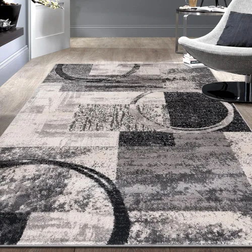 Miniatura 18 de Rugshop - Alfombra contemporánea con diseño abstracto de círculos, alfombra con respaldo de yute para entrada, cocina o habitación pequeña, marrón