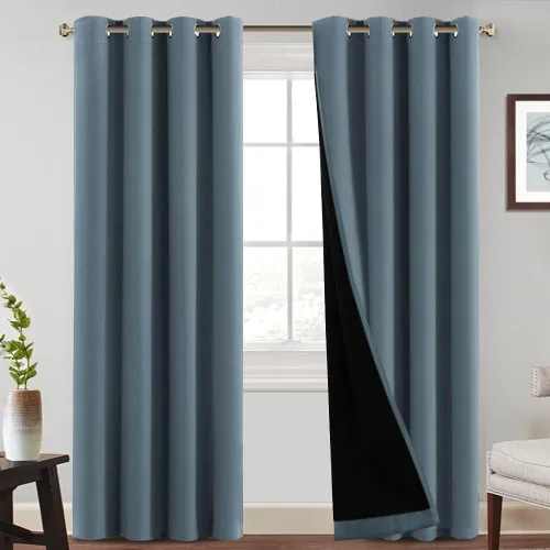 Miniatura 46 de PrinceDeco Paneles de cortina 100 % opacas de 108 pulgadas de largo, completamente opacos, tratamiento de ventana, cortinas forradas con aislamiento