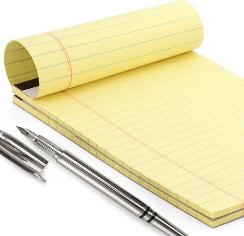 Miniatura 2 de Emraw Jr. - Bloc de notas legal con rayas anchas. Borde perforado. 5 "x 8" amarillo canario, universal, tamaño junior, 50 hojas por bloc