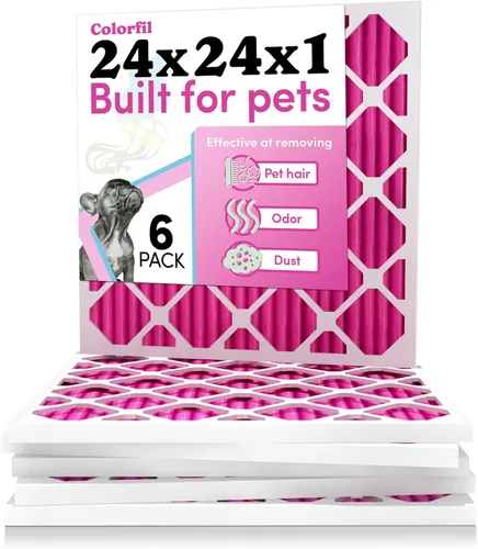 Miniatura 12 de Colorfil Filtro de aire de 14 x 20 x 1 (paquete de 4) Fabricado en los Estados Unidos Cambio de color Elimina el olor de gatos y perros MERV