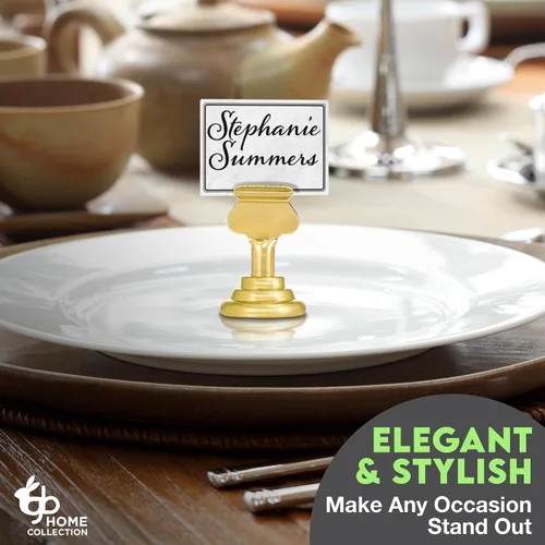 Miniatura 4 de Soportes para números de mesa (16 unidades) de metal dorado de alta calidad para bodas, fiestas, decoración de mesa, tarjetero (1.7 pulgadas de alto)