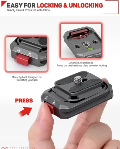 Miniatura 5 de IFOOTAGE Adaptador de cámara de acción de liberación rápida, adaptador de montaje de trípode de aluminio, placa de liberación rápida compatible