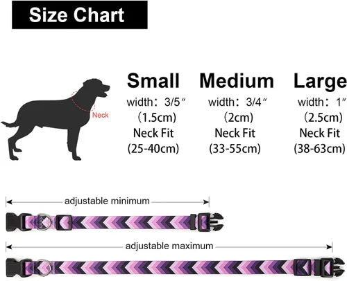 Miniatura 4 de Collar ajustable para perro con patrones, ultra cómodo, de nailon suave, transpirable, para perros pequeños, medianos y grandes (S, flecha)