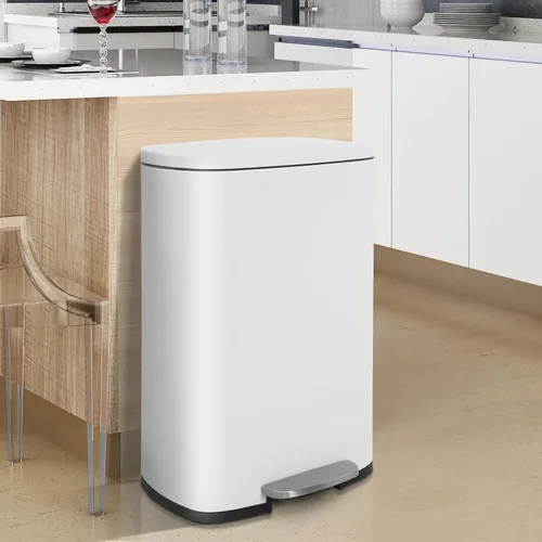 Miniatura 2 de Cubo de basura de 13 galones con tapa de cierre suave, cubo de basura de cocina con pedal de acero inoxidable, cubo extraíble resistente al olor