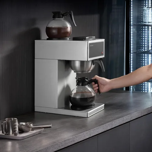 Miniatura 8 de VEVOR Cafetera comercial de goteo, cafetera de 12 tazas con 2 jarras de vidrio y 2 platos calentadores de decantador, cafetera de acero inoxidable