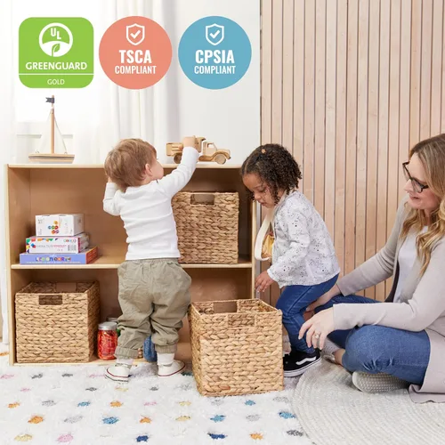 Miniatura 5 de ECR4Kids Streamline - Armario de almacenamiento con 2 estantes, 30 pulgadas, estantería para niños, color natural