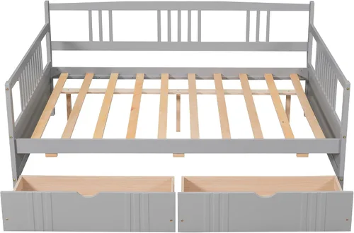Miniatura 4 de Bellemave Sofá cama de tamaño matrimonial, sofá cama de madera con cajones, sofá cama con cajones de almacenamiento, sofá cama de doble uso