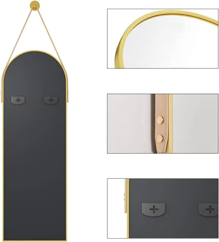 Miniatura 2 de OGCAU Espejo de longitud completa de 48 x 16 pulgadas para montar en la pared, espejo colgante de cuerpo completo para pared y puerta en el Oro