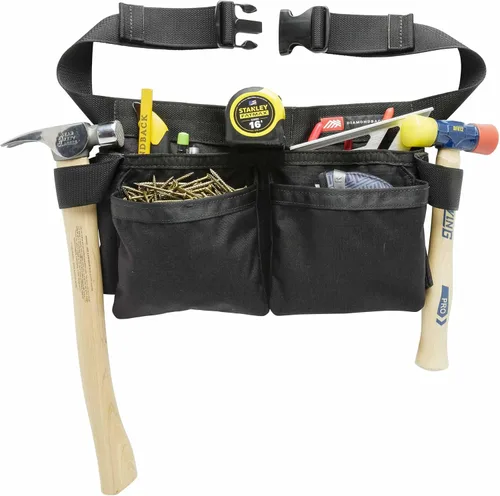 Miniatura 4 de Diamondback Delantal de herramientas Delantal de trabajo de bolsillo abierto para hombres y mujeres con 2 bucles de martillo y bandolier Delantal