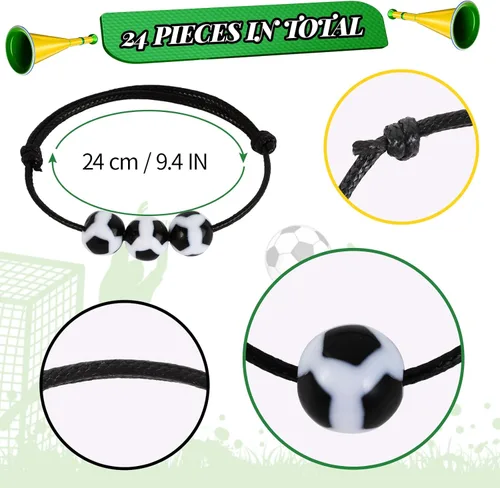 Miniatura 4 de Kolewo4ever Juego de regalos de fiesta de fútbol de 172 piezas con 24 bolígrafos, 24 pulseras, 24 mini bloc de notas, 100 calcomanías de fútbol
