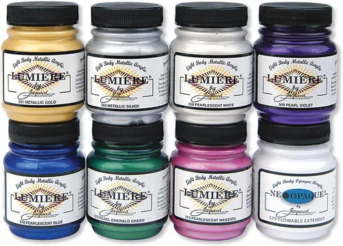 Miniatura 49 de Jacquard Lumiere Pintura para Tela de 2.25oz Turquesa Nacarado - Pintura Metálica para Tela, Cuero, Lienzo, Papel y Madera - Pintura Acrílica