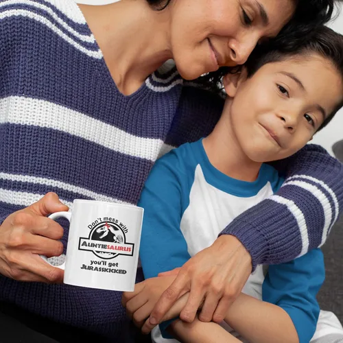 Miniatura 5 de Taza de café con texto en inglés «Don't Mess With Auntiesaurus You'll Get Jurasskicked» Best Funny New Aunt Gifts Coffee Mug Good Ideas From Niece