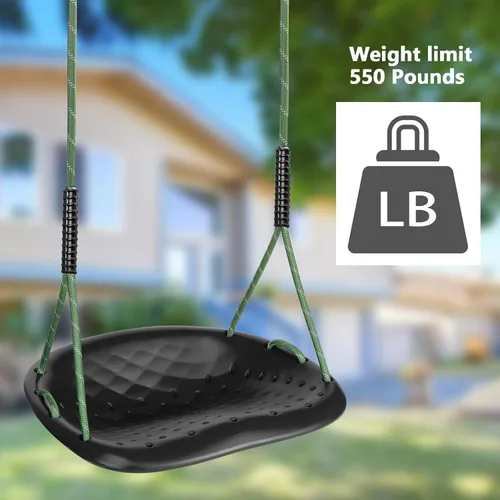Miniatura 3 de Columpio de árbol resistente, asiento de columpio para exteriores de 550 libras de capacidad para adultos y niños, altura ajustable con cuerdas