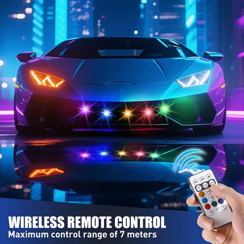 Miniatura 5 de 6 piezas de luces estroboscópicas LED inalámbricas con mando a distancia, 8 colores IP65 impermeables anticolisión, luz estroboscópica LED con carga