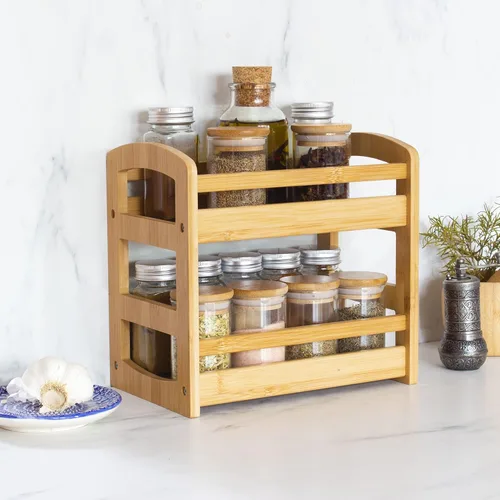 Miniatura 2 de Totally Bamboo Organizador de especias de 2 estantes, estante organizador para encimera de cocina o armario