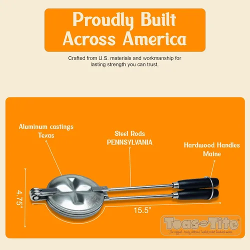 Miniatura 5 de Tid Bit - Máquina de sándwiches de mano, parrilla portátil para sándwiches y prensa para paninis, molde de hierro de aluminio fundido, tostadora