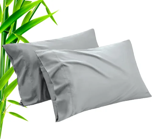 Fundas de Almohada Tamaño Queen Paquete de 2, Fundas de Almohada de Rayón de Bambú Refrescantes con Cierre de Sobre, Fundas de Almohada Frescas y