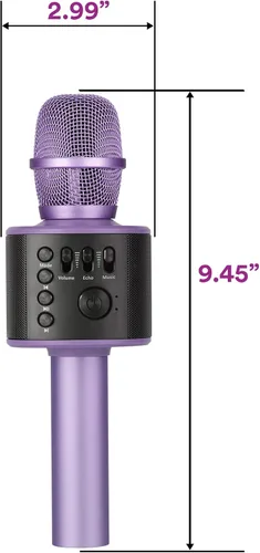 Miniatura 4 de Micrófono de karaoke inalámbrico Bluetooth con altavoces incorporados + grabación HD, micrófono portátil de mano Lila