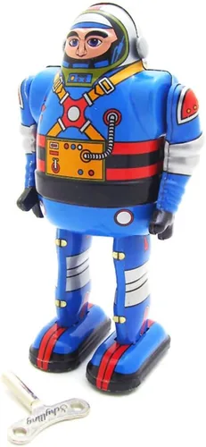 Charmgle Robot astronauta de primavera de cuerda de juguete de estaño, colección para adultos, regalos novedosos para decoración del hogar, relleno
