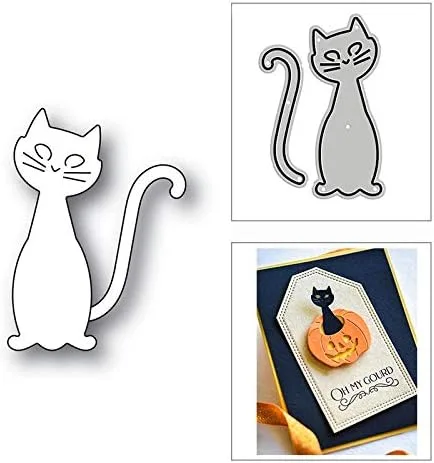 MSBDIE - Troqueles de corte de metal con diseño de gato negro feliz para manualidades, álbumes de recortes y fabricación de tarjetas, papel de