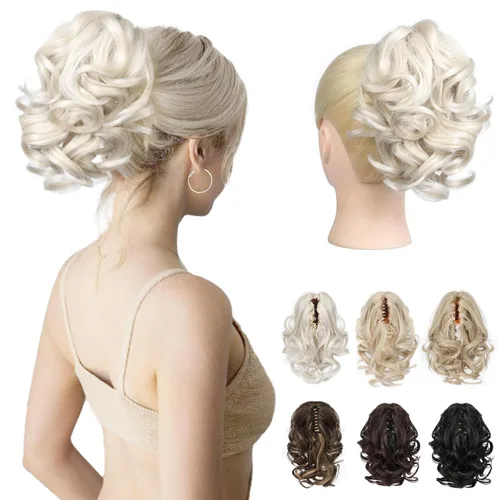 Miniatura 15 de REECHO Extensión de cola de caballo, pinza de cola de caballo rizada y ondulada de 9 pulgadas, extensiones de cabello HP001 para mujeres - Castaño