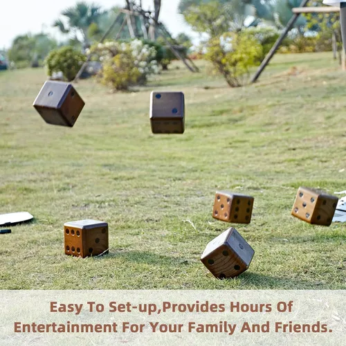 Miniatura 4 de SpexDarxs Juego de dados gigantes de 3.5 pulgadas, juego de dados de madera grandes con marcador y bolsa de transporte, juego de césped