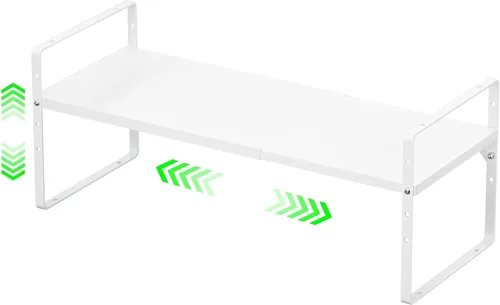 Miniatura 7 de Estante de almacenamiento expandible para armario de cocina, organizador de estantes de almacenamiento de despensa de metal apilables, estante