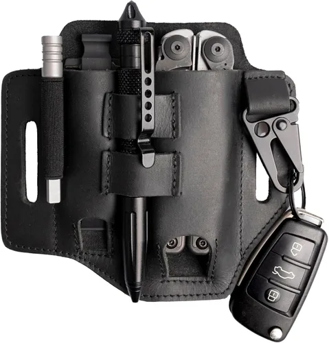 Miniatura 12 de Gentlestache - Funda de cuero para Leatherman, funda multiherramienta, EDC, organizador de bolsillo con llavero para cinturón y funda para linterna