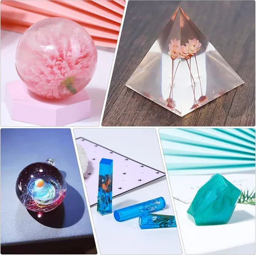 Miniatura 7 de Kit de moldes de resina de silicona, 26 piezas, moldes epoxi, fundición grande con 12 lentejuelas de purpurina para fundición UV, incluyendo esfera