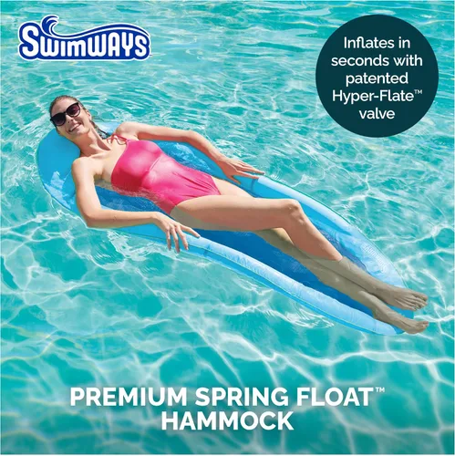Miniatura 2 de SwimWays Spring Float Premium Hamaca Flotante para Piscina, Flotadores de Piscina Inflables para Adultos con Inflado Rápido para Edades de 15 años