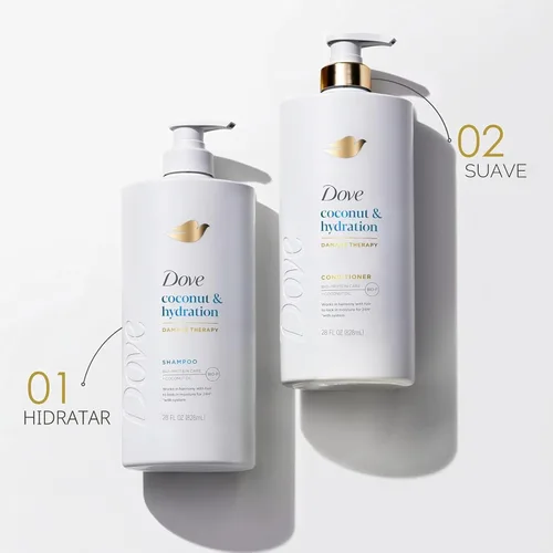 Miniatura 9 de Dove Acondicionador de coco e hidratación para cabello seco con tecnología de cuidado de bio-proteínas y aceite de coco, 28 onzas líquidas
