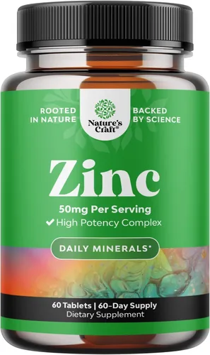 Suplemento de apoyo inmunológico de zinc de 50 mg – Suplemento complejo de zinc para el sistema inmunológico y para mejorar el cabello, la piel y
