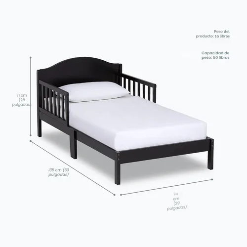 Miniatura 3 de Dream On Me Sydney - Cama para niños pequeños, color negro, con certificado Greenguard Gold y JPMA, diseño bajo, acabados no tóxicos, rieles