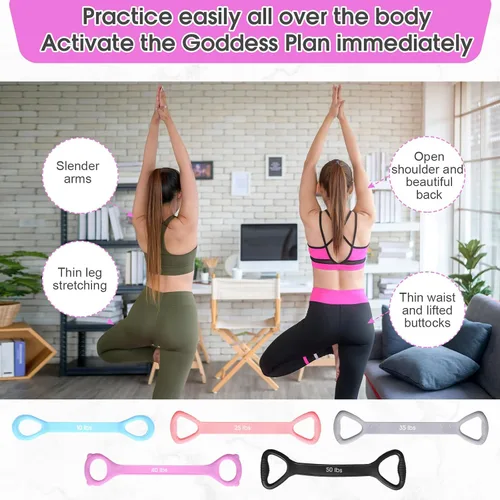 Miniatura 5 de Soulchen Paquete de 5 bandas elásticas de resistencia para brazos, espalda, pecho y hombros, yoga, pilates, estiramiento, entrenamiento para mujeres