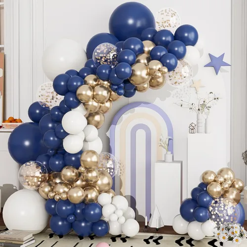 Miniatura 19 de Kit de arco de guirnalda de globos negros y dorados y plateados, 144 piezas de diferentes tamaños, decoraciones de Año Nuevo para Año Nuevo