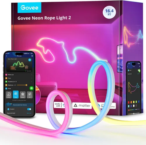 Miniatura 10 de Govee RGBIC Luces de Neón, Luz de Cuerda de Neón LED Inteligente 2 Funciona con Matter, Alexa, Google Assistant, Luces de Tira de Neón DIY