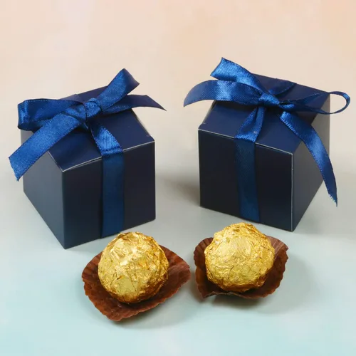 Miniatura 5 de COTOPHER 100 cajas de favor de boda, cajas de regalo de papel de 3 x 3 x 3 pulgadas, cajas de regalo pequeñas con cintas, cajas pequeñas para Azul